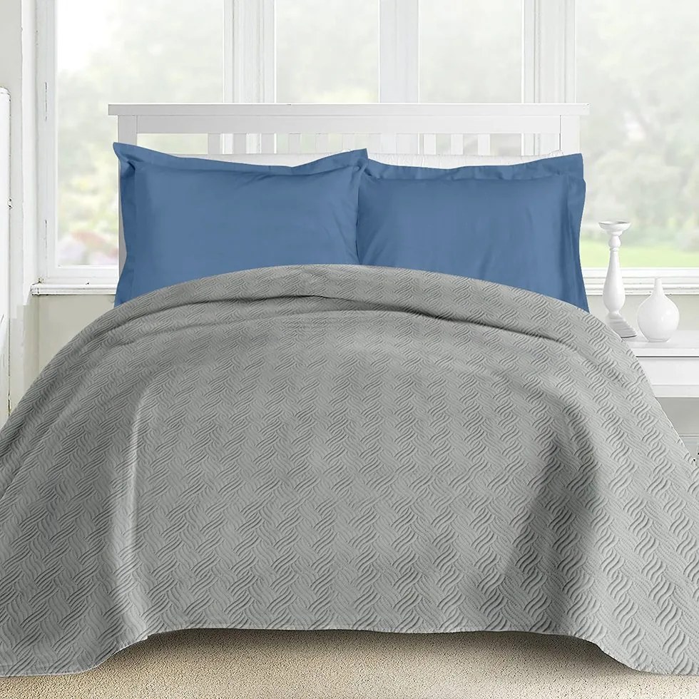 Makis Tselios Home Ultrasonic Κουβερλί Μονό Frost 1 Microfiber Light Grey 160x240cm