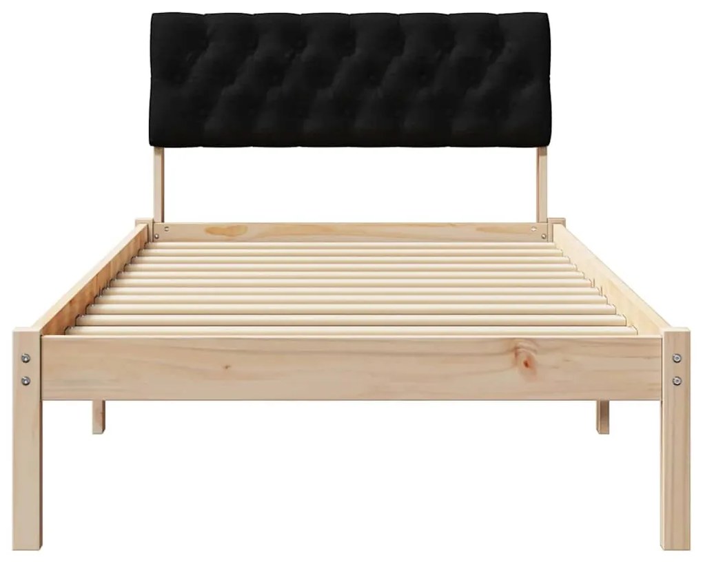 vidaXL Σκελετός Κρεβατιού Καφέ και μαύρο 90 x 200 cm Μασίφ ξύλο πεύκου