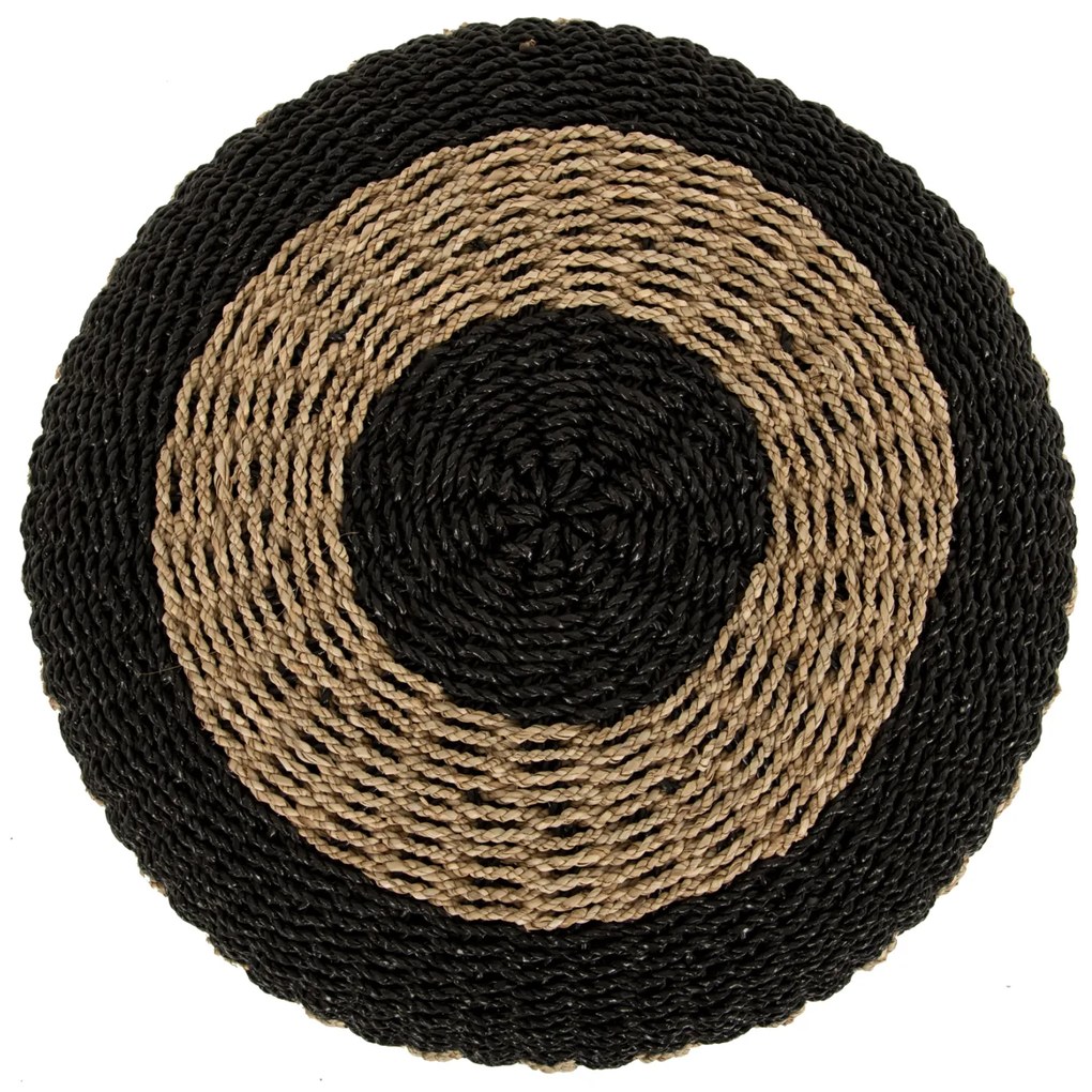 ΠΟΥΦ ΣΚΑΜΠΟ SARONI HM7851.02 SEAGRASS ΣΕ ΦΥΣΙΚΟ-ΜΑΥΡΟ ΧΡΩΜΑ Φ60x35Yεκ. - 0510893 - HM7851.02