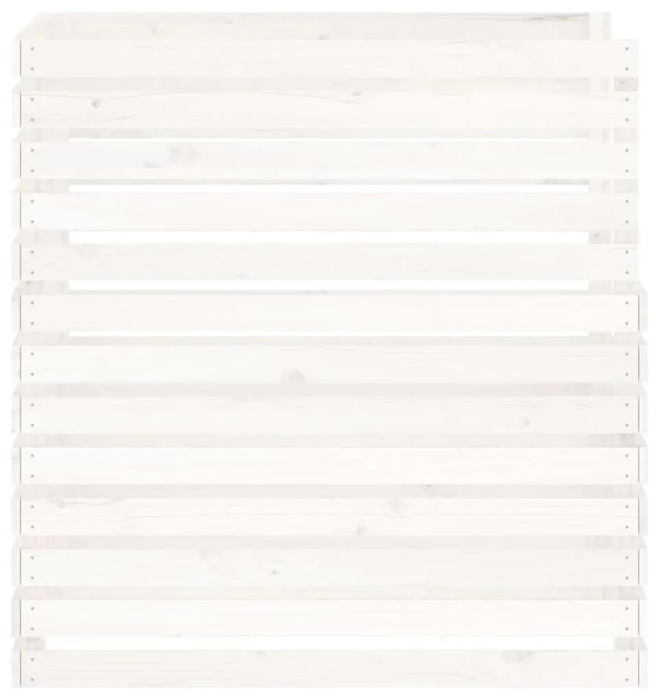 Κομποστοποιητής Λευκός 100x100x102 εκ. από Μασίφ Ξύλο Πεύκου - Λευκό