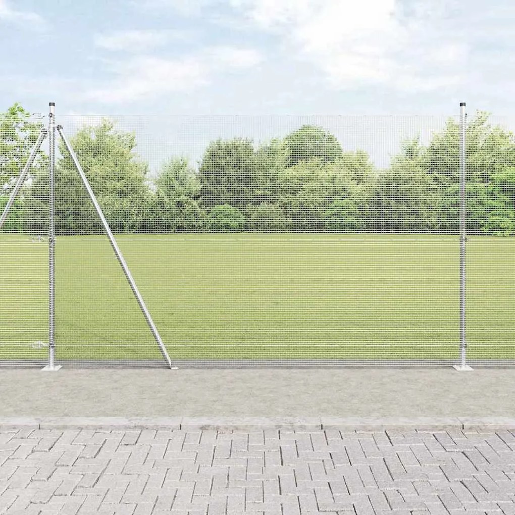 vidaXL Φράχτης με Στήλες. Ασημί 1.6 x 25 m Ατσάλι