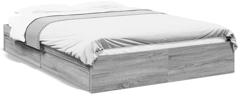 vidaXL Πλαίσιο Κρεβατιού με Συρτάρια Γκρι Sonoma 150x200εκ. Επεξ. Ξύλο