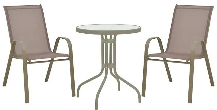 Σετ κήπου - Τραπεζαρία Calan - Watson 3 τεμ. μέταλλο - γυαλί σαμπανιζέ Φ60x70 εκ. 60x60x70 εκ.