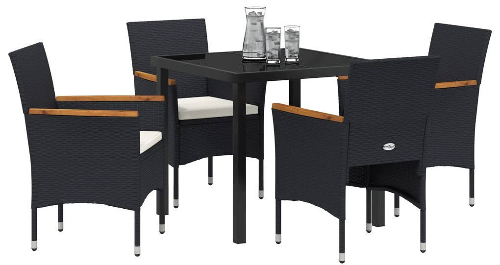 vidaXL Σετ κήπου 5 κομματιών Μαύρο Poly Rattan