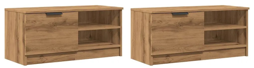 vidaXL Σετ ντουλάπι τηλεόρασης 2 τεμαχίων Artisan Oak 80x35x36,5 cm