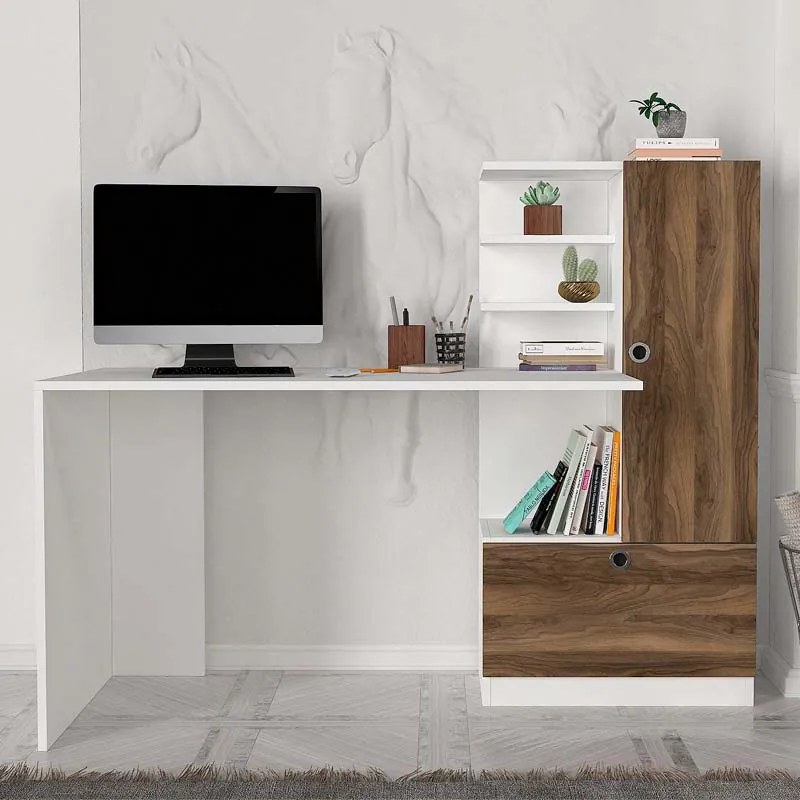 ΓΡΑΦΕΙΟ ΕΡΓΑΣΙΑΣ MERINO MEGAPAP ΧΡΩΜΑ ΛΕΥΚΟ - ΚΑΡΥΔΙ 149,5X61,8X120ΕΚ.