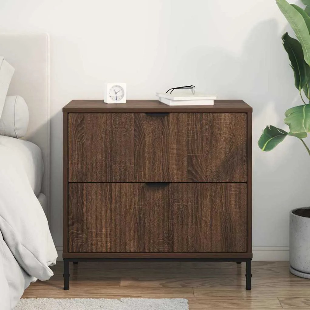 vidaXL Κομοδίνο Καφέ δρυς 63.5 x 36 x 61 εκ Επεξεργασμένο ξύλο