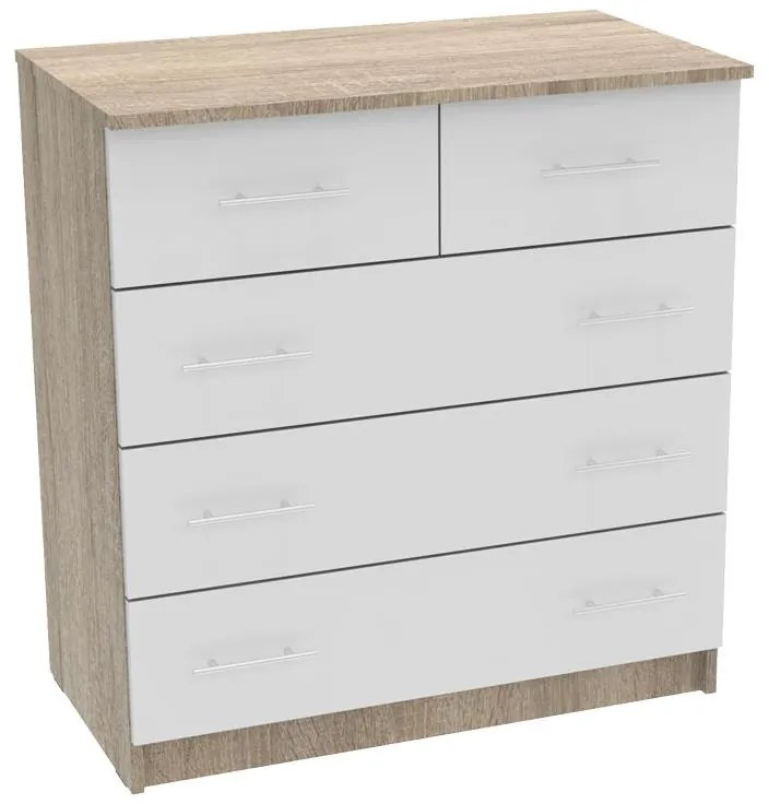 Chest of drawers Kumode melamine in sonoma-white color 80x45x85cm 80x45x85 εκ.