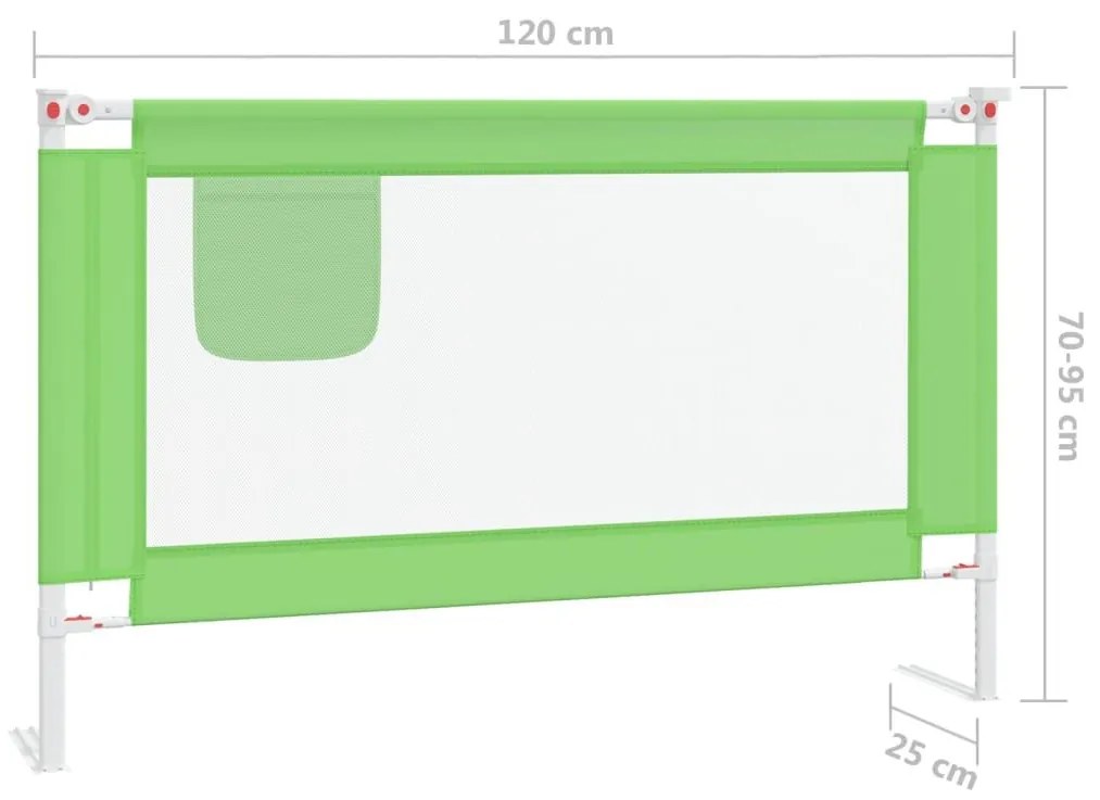 Μπάρα Κρεβατιού Προστατευτική Πράσινη 120 x 25 εκ. Υφασμάτινη - Πράσινο