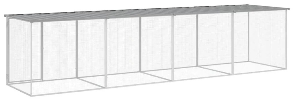 vidaXL Κοτέτσι - Κλουβί με Στέγη Αν. Γκρι 403x98x90 εκ. Γαλβαν. Ατσάλι