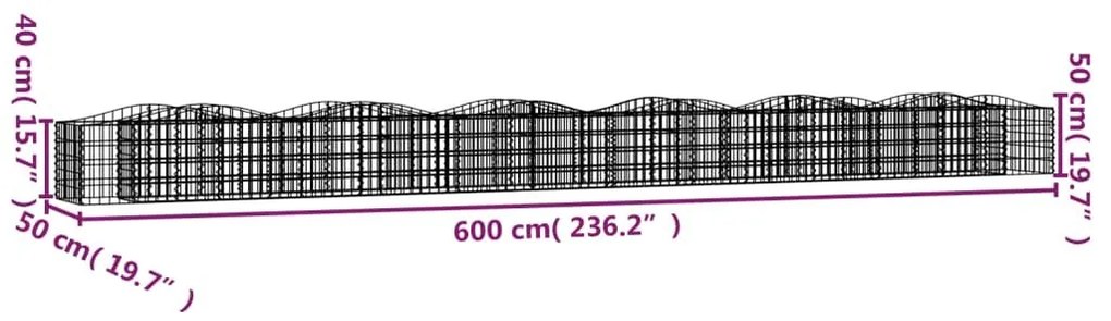 Συρματοκιβώτιο Τοξωτό 600x50x50 εκ. από Γαλβανισμένο Σίδερο - Ασήμι