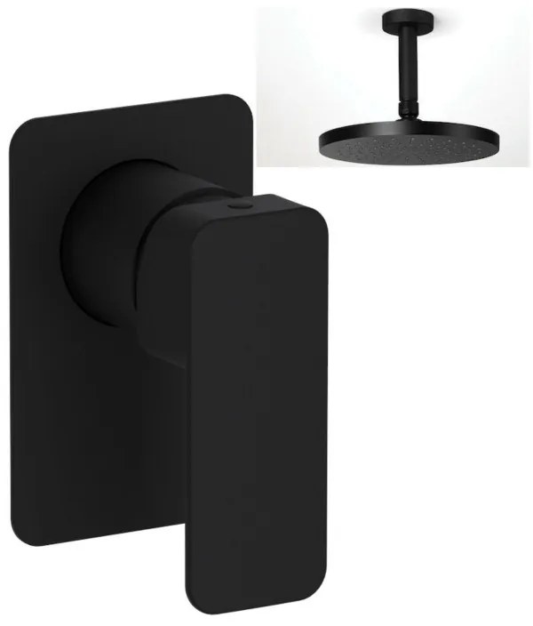 Eurorama Quadra Black Matt Ανακλινόμενη κεφαλή Ø30εκ+Μίκτης Εντοιχισμού 1 Εξόδου