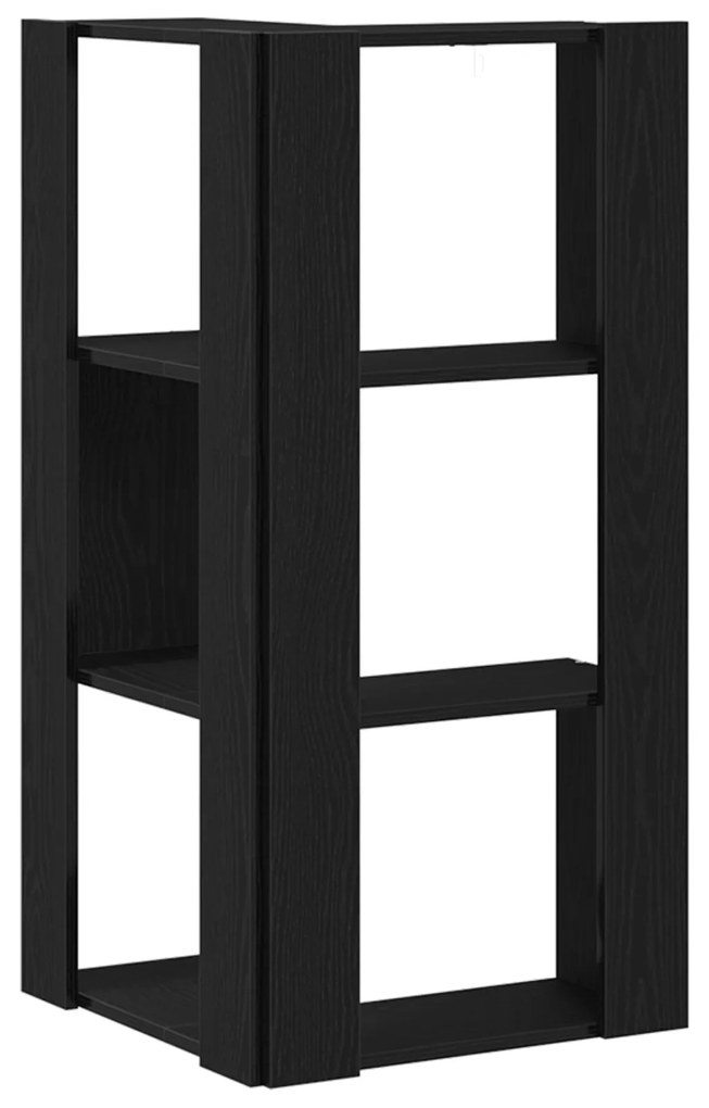 vidaXL Γωνιακή Βιβλιοθήκη 3-Ράφια Μαύρη Δρυς 50x50x102 εκ. Κατασκευασμένο Ξύλο