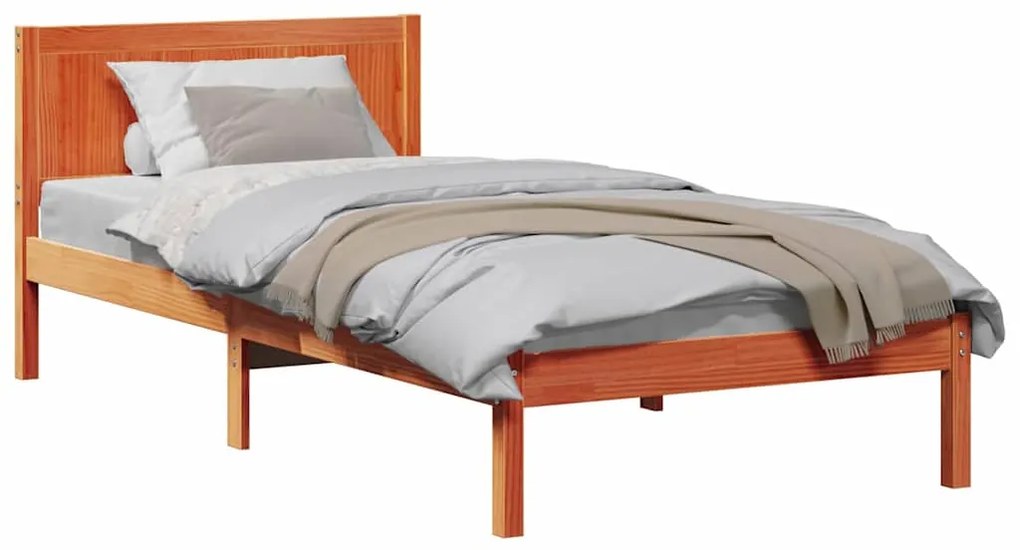 vidaXL Σκελετός Κρεβατιού Καφέ 90 x 190 cm Μασίφ ξύλο πεύκου