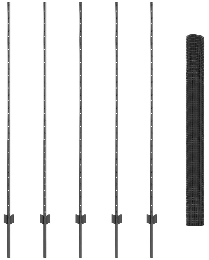 vidaXL Φράκτης  με 10 U Posts Γκρι 1.5x10 μ Ατσάλι