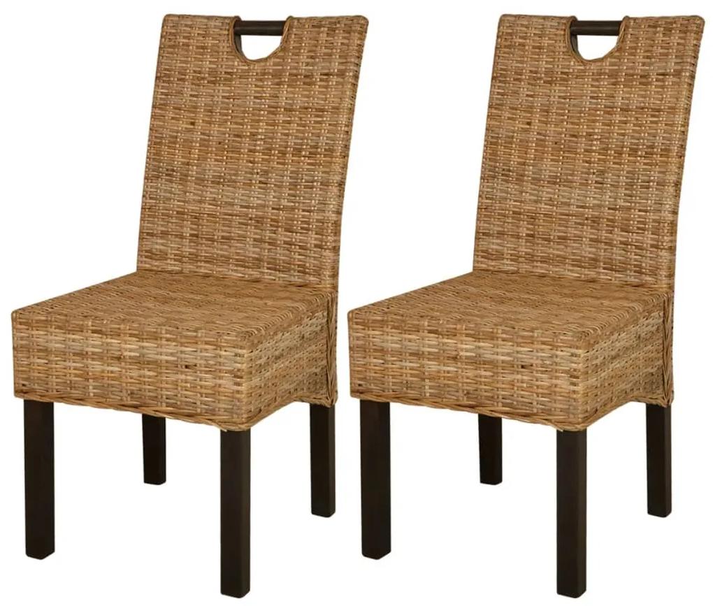 Καρέκλες Τραπεζαρίας 2 τεμ. από Ρατάν Kubu και Ξύλο Μάνγκο