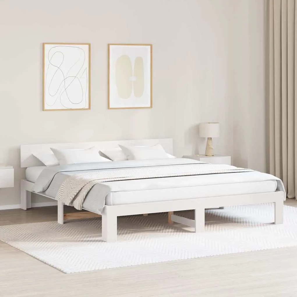vidaXL Σκελετός Κρεβατιού Λευκό 180 x 200 cm Μασίφ ξύλο πεύκου