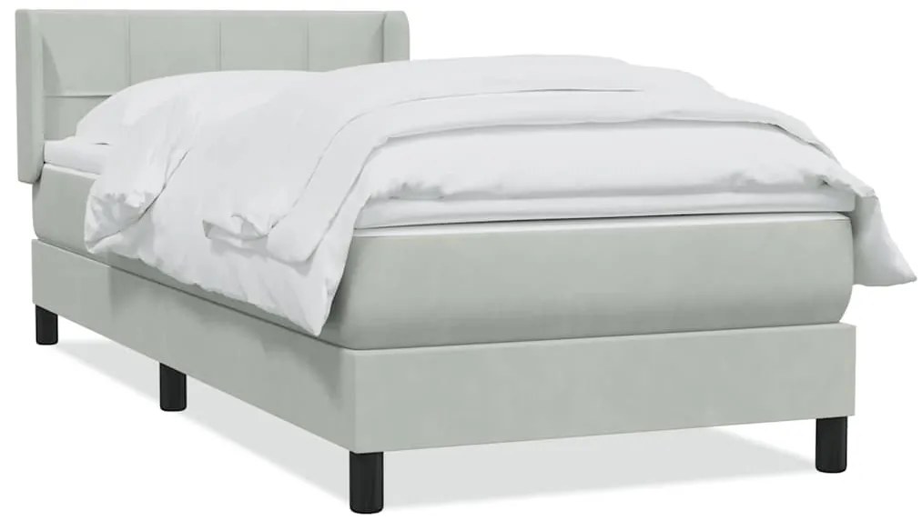 vidaXL Box Spring κρεβάτι με στρώμα ανοιχτό γκρι 80x220 cm Βελούδινο