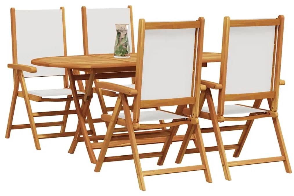 vidaXL Σέτ φαγητού για κήπο 5 pcs Κρεμ λευκό Μασίφ ξύλο ακακίας