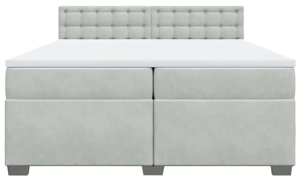 vidaXL Κρεβάτι Boxspring με Στρώμα Ανοιχτό Γκρι 200x200 εκ. Βελούδινο