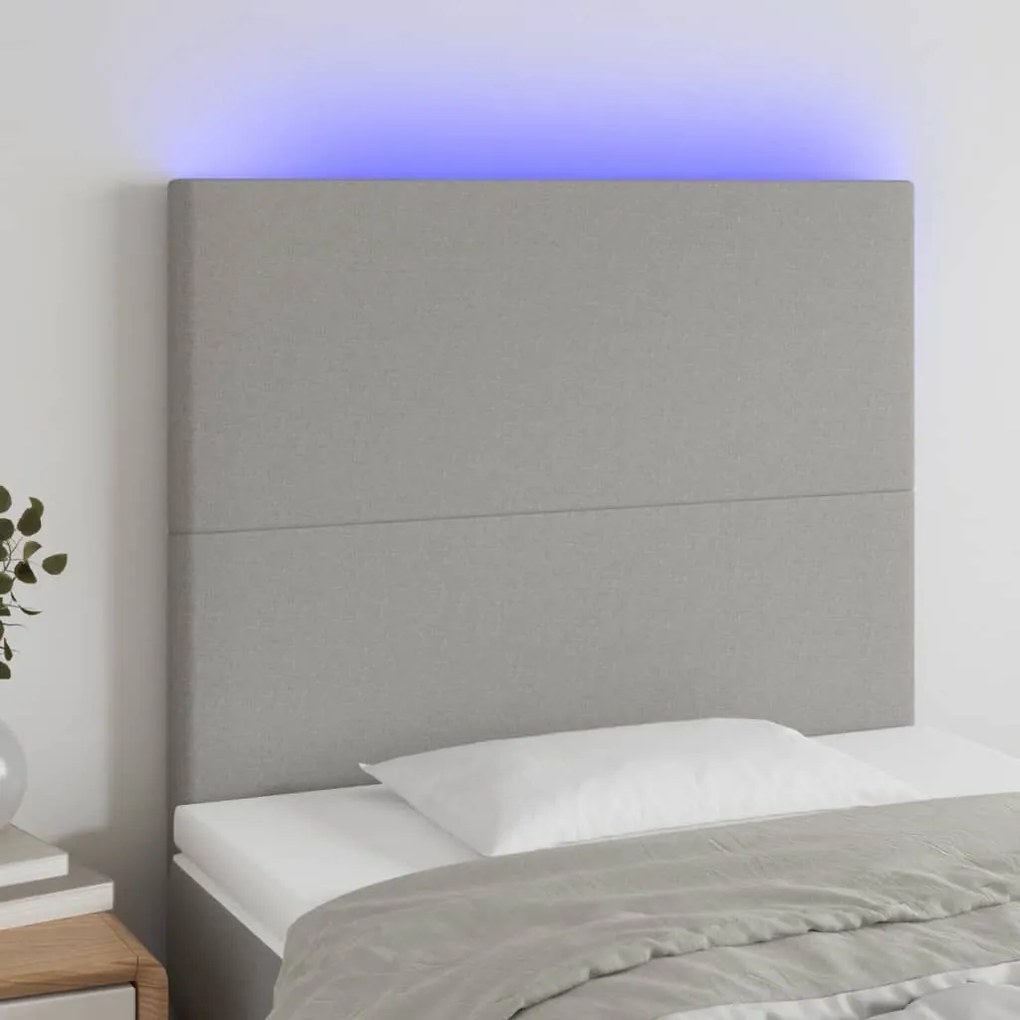 Κεφαλάρι Κρεβατιού LED Ανοιχτό Γκρι 80x5x118/128 εκ. Υφασμάτινο 3122118