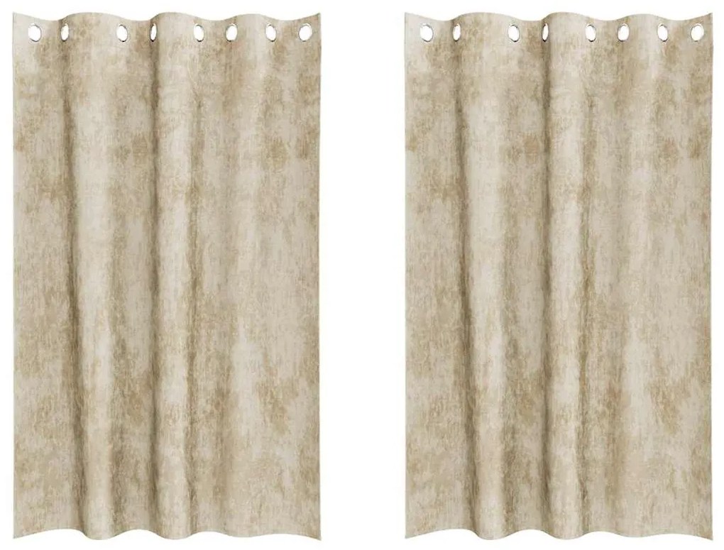 vidaXL Κουρτίνα με κουρτίνες 2 pcs Κρεμ 175 x 140 εκ. Βελούδο
