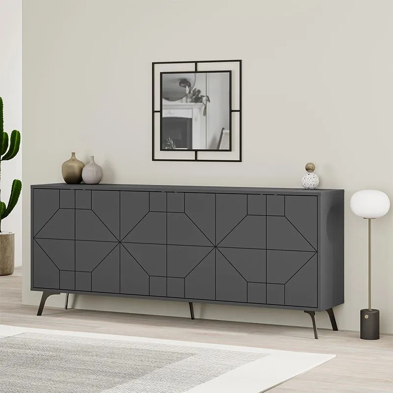 Μπουφές Dune Megapap χρώμα ανθρακί 184x35x77,4εκ.