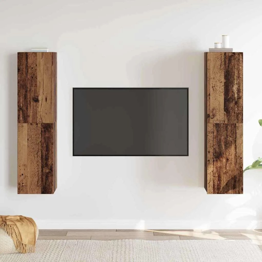 vidaXL Σύνολο Ντουλαπιών Τηλεόρασης Επιτοίχιο 4 pcs Παλαιό ξύλο