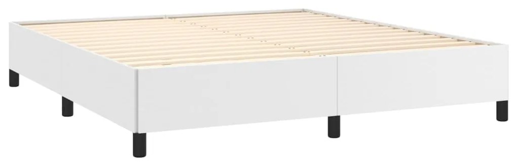 vidaXL Κρεβάτι Boxspring με Στρώμα Λευκό 180x200 εκ. Συνθετικό Δέρμα