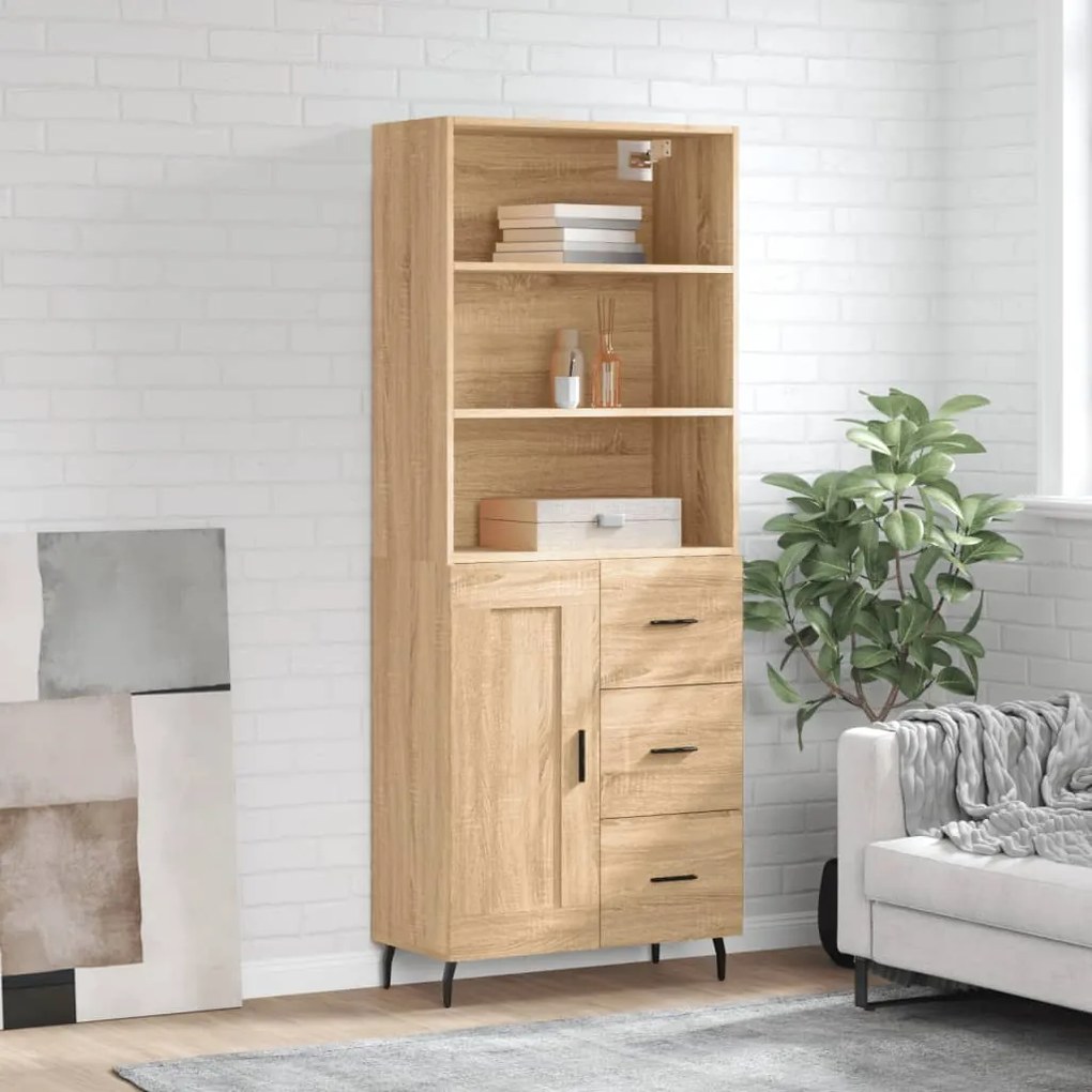 vidaXL Ντουλάπι Sonoma δρυς 69,5 x 34 x 180 εκ. από Επεξεργασμένο Ξύλο