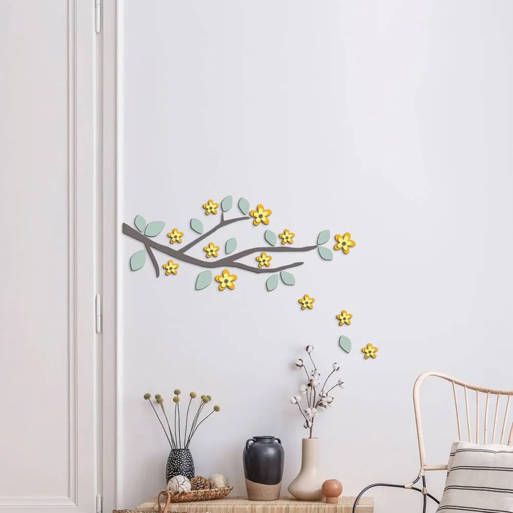 Αυτοκόλλητα Τοίχου Αφρώδη Yellow Branch 34x31,5x1εκ. ANGO 54514