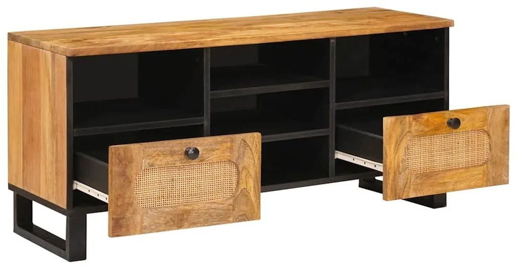 vidaXL Ντουλάπι TV με συρτάρι Καφέ 100 x 33 x 46 εκ Στερεό ξύλο μάνγκο