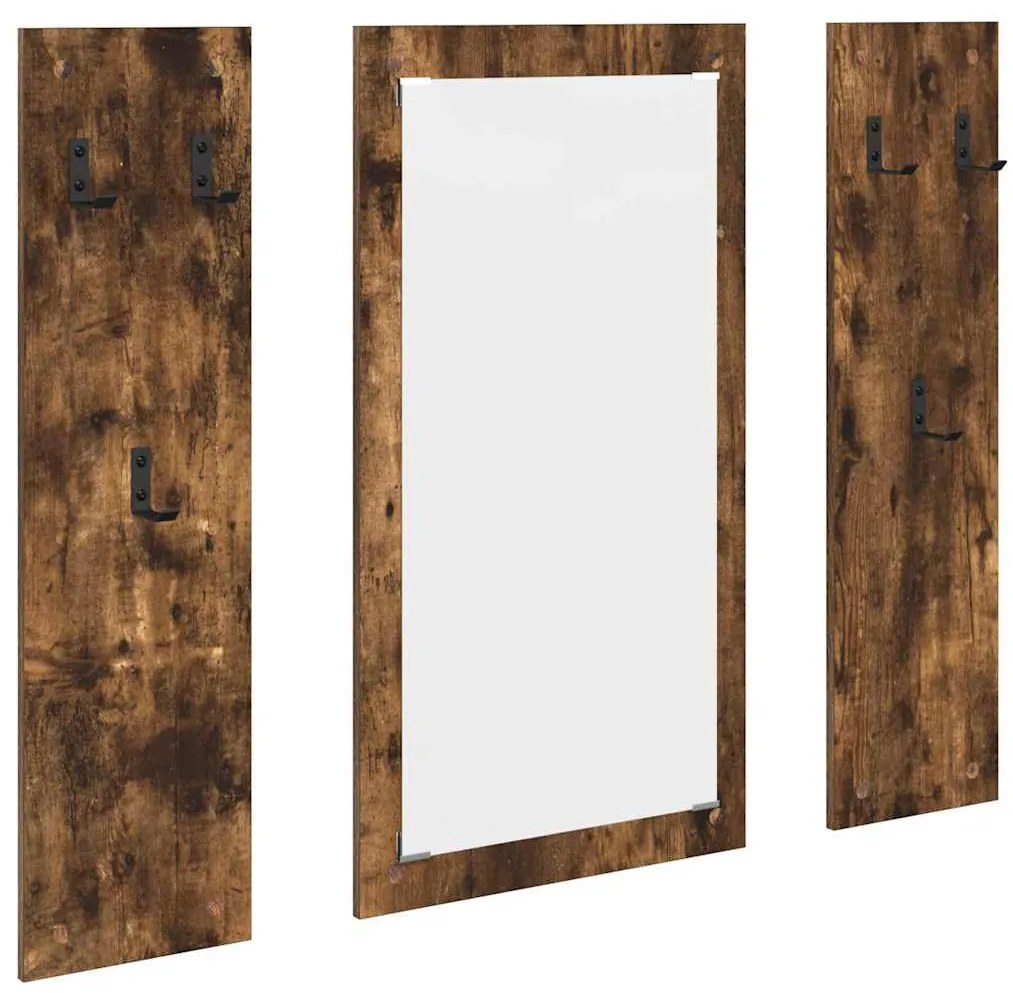 vidaXL Τοίχου Κρεμάστρα Επιτοίχιο Καπνιστό Δρύς 96 x 1,5 x 90 εκ