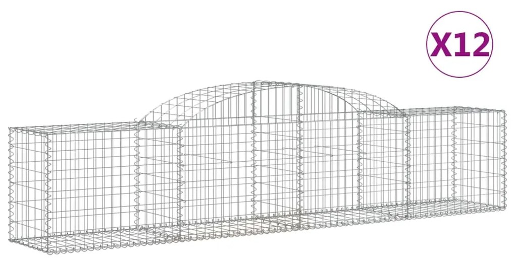 vidaXL Συρματοκιβώτια Τοξωτά 12 τεμ. 300x50x60/80 εκ. Γαλβαν. Ατσάλι