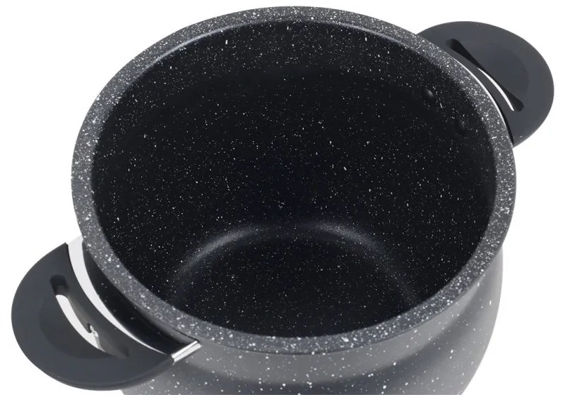 Ατμομάγειρας Royalty Line RL-CP6LM, 20 cm, 6 λίτρα, 3 τεμάχια, μαρμάρινο φινίρισμα, επαγωγή, Μαύρο