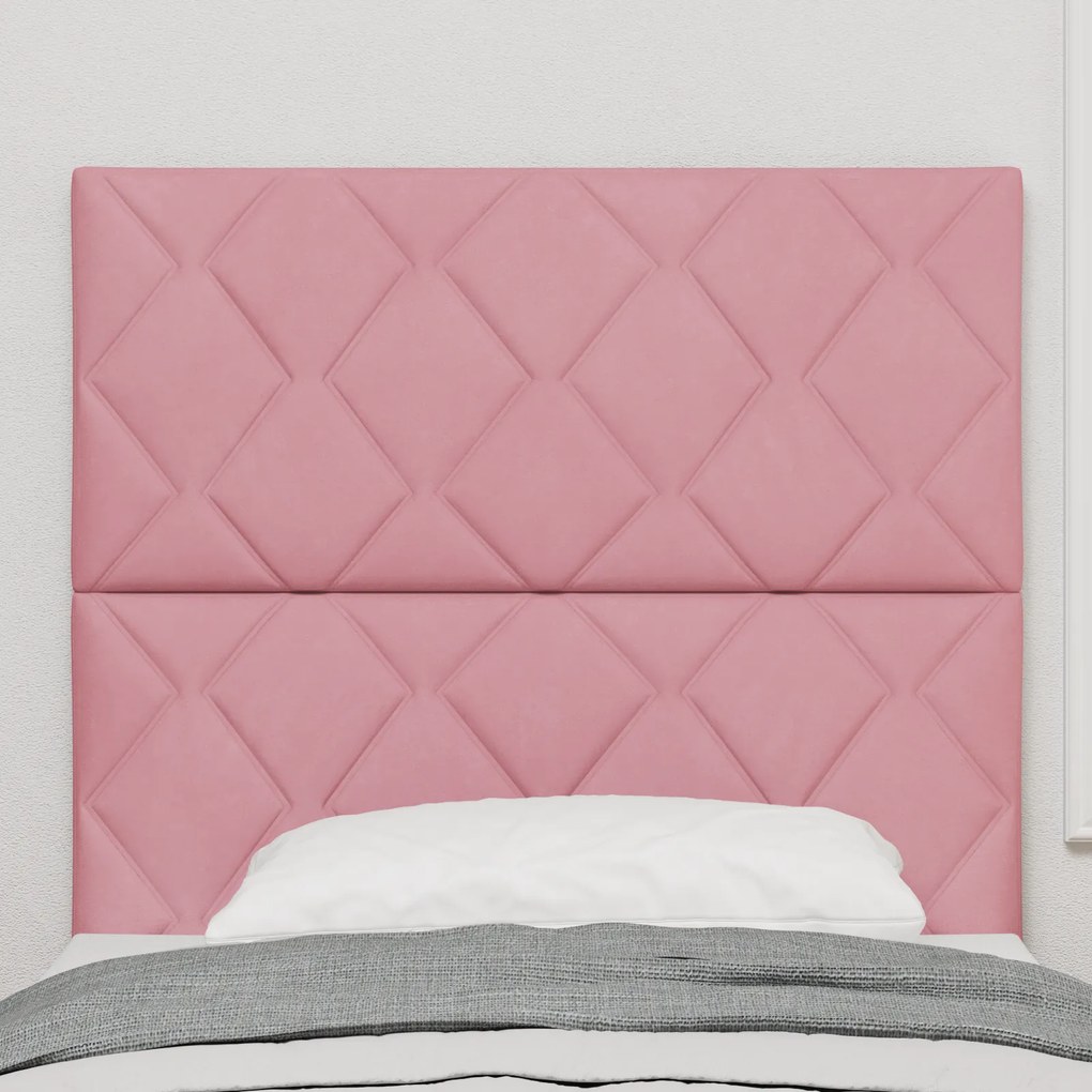 vidaXL LED Κεφαλάρι με φώτα λωρίδας LED Geometric Ροζ 90 cm Βελούδο
