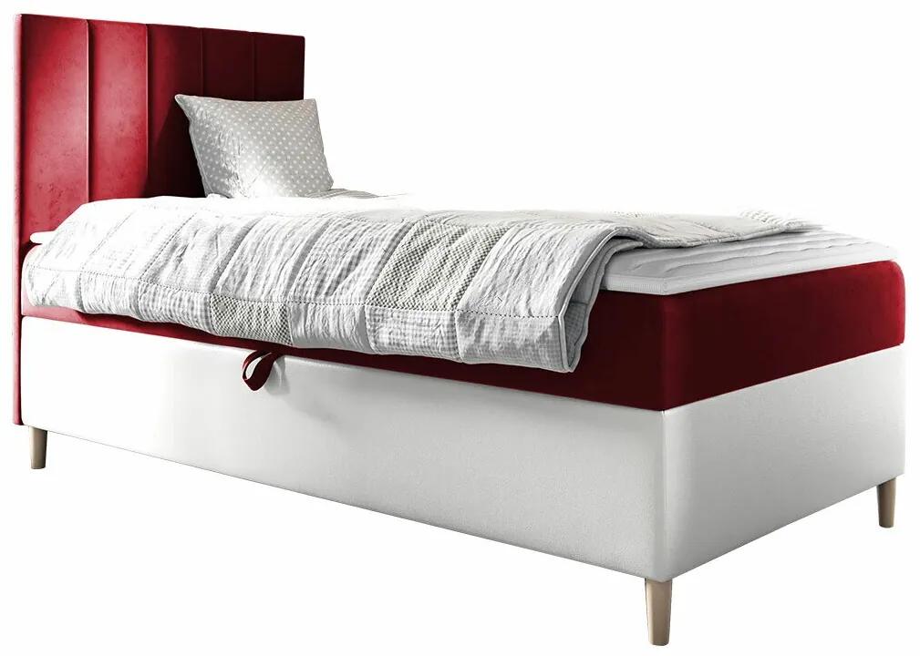 Κρεβάτι continental Baltimore 170, Μονόκλινο, Continental, Κόκκινο, 80x200, Οικολογικό δέρμα, Ταπισερί, Τάβλες για Κρεβάτι, 82x208x115cm, 61 kg