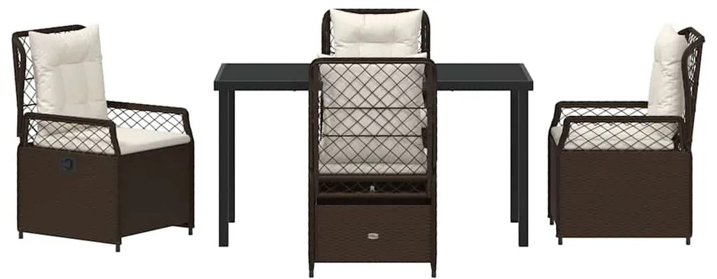 vidaXL Σέτ φαγητού για κήπο 5 pcs Καφέ συνθετικό ρατάν