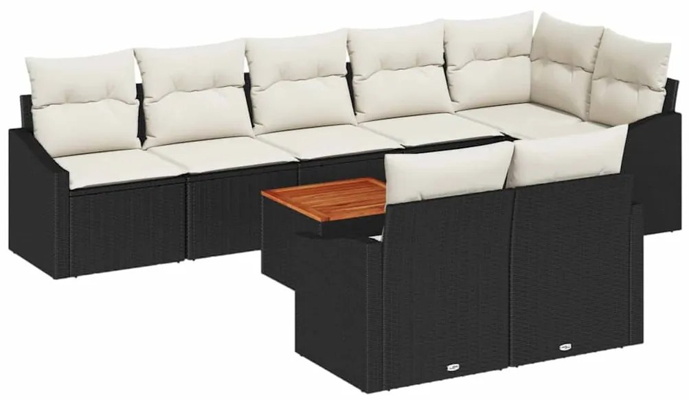 vidaXL Σετ Καναπέ Κήπου με μαξιλάρι 9 pcs Μαύρο Πολυ ράταν