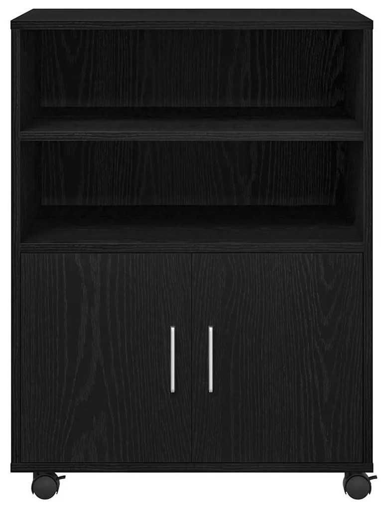 vidaXL Ντουλαπιού με ράφι με τροχούς Μαύρη Οξυά 60 x 48 x 74.5 εκ