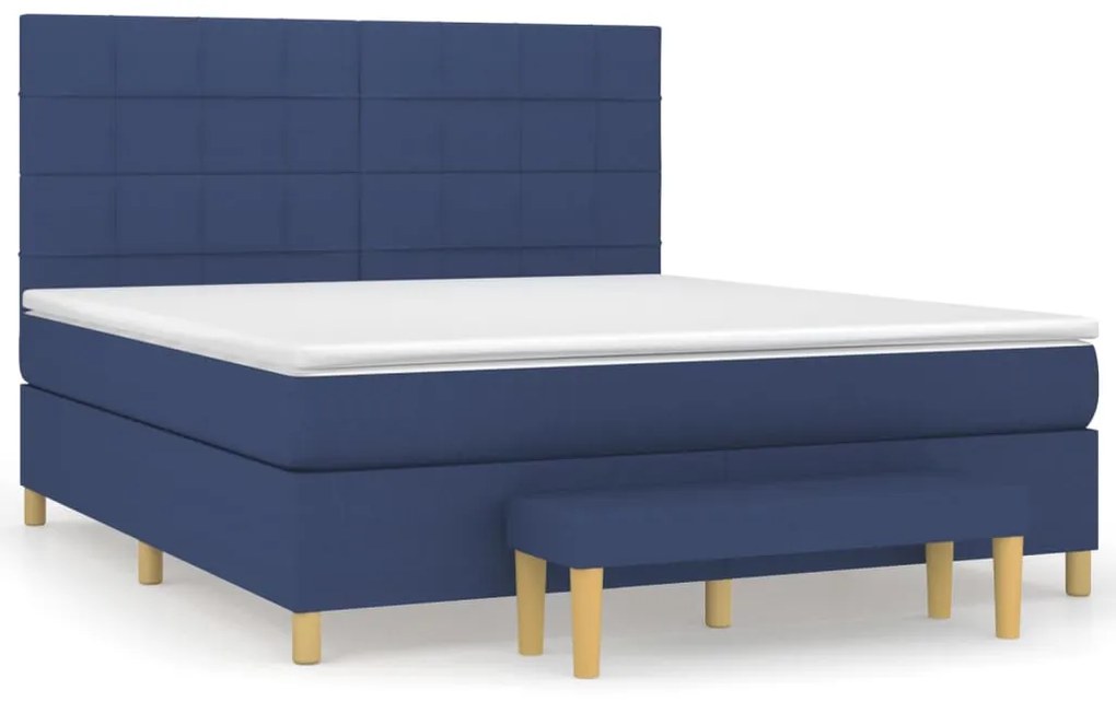 vidaXL Κρεβάτι Boxspring με Στρώμα Μπλε 180x200 εκ. Υφασμάτινο