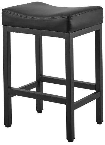 VEVOR Bar Stool Set of 2, PU Leather Counter Height Stools, 62cm Barstool with Saddle-Seat and Metal Legs, Easy Assembly Backless Bar Chair, Island Barstools for Kitchen, Dining Room, Cafe, Black