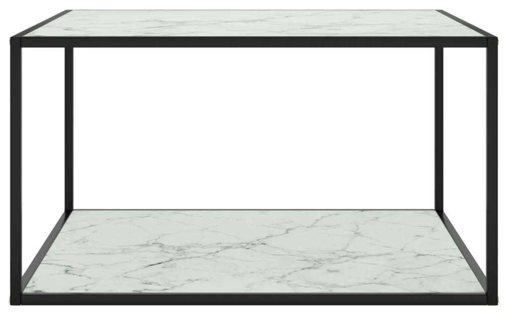 vidaXL Τραπεζάκι Σαλονιού Μαύρο 90x90x50 εκ. Λευκό Γυαλί Όψη Μαρμάρου