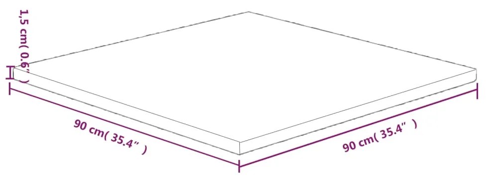 vidaXL Επιφάνεια Τραπεζιού Τετράγωνη Σκ. Καφέ 90x90x1,5 εκ. Ξύλο Δρυς