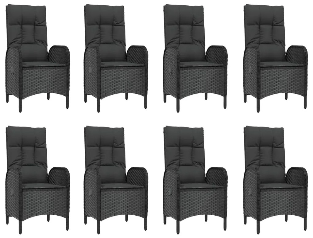 vidaXL Σετ Τραπεζαρίας Κήπου 9 τεμ Μαύρο από Συνθ. Ρατάν με Μαξιλάρια
