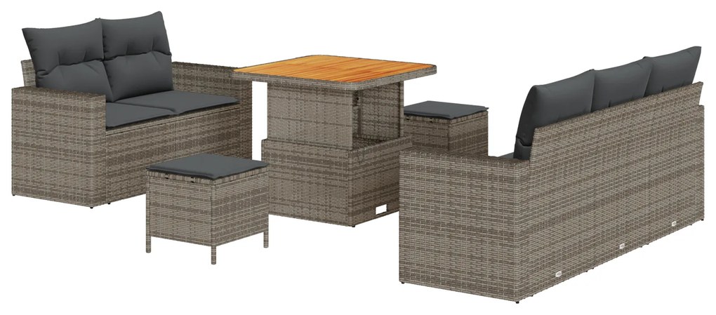 vidaXL Σετ Καναπέ Κήπου Ρυθμιζόμενο ύψος 8 pcs Γκρι συνθετικό ρατάν