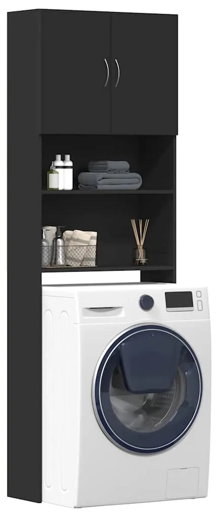 Ντουλάπι πλυντηρίου ρούχων Μαύρο 64x24x190 cm