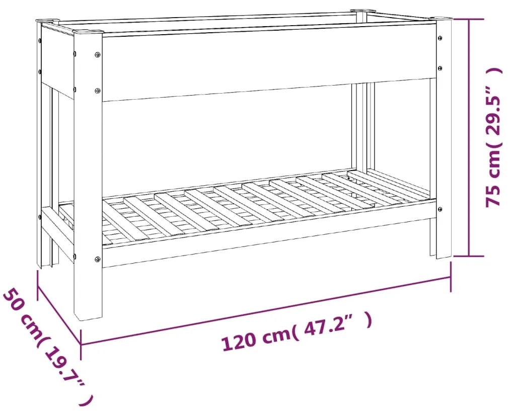 Ζαρντινιέρα Κήπου Υπερυψωμένη με Ράφι Γκρι 120x50x75 εκ από WPC - Γκρι