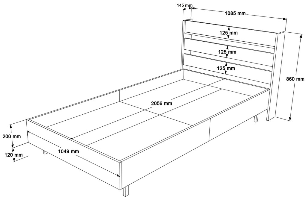 Κρεβάτι ArteLibre SUFFOLK Λευκό Μοριοσανίδα/Μέταλλο 108.5x205.6x86cm