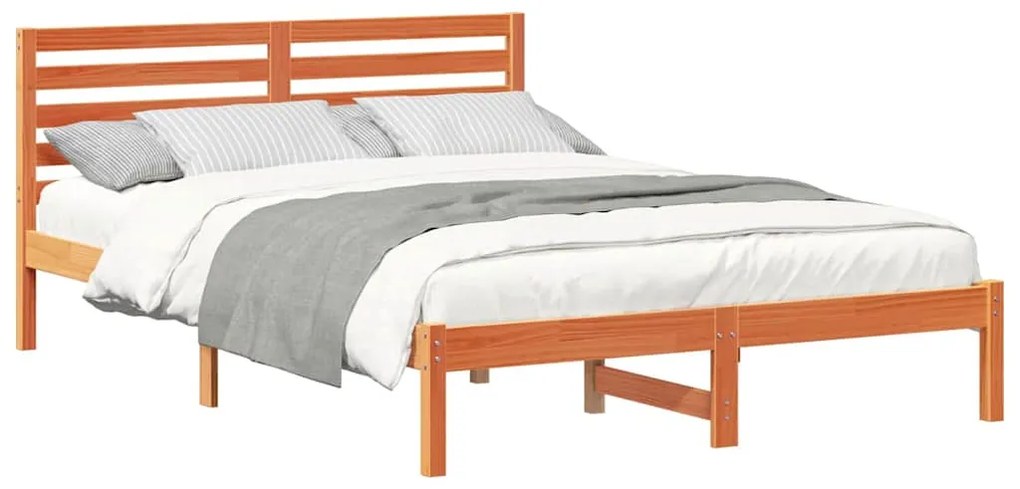 vidaXL Σκελετός Κρεβατιού Καφέ κεριού 140 x 210 cm Μασίφ ξύλο πεύκου